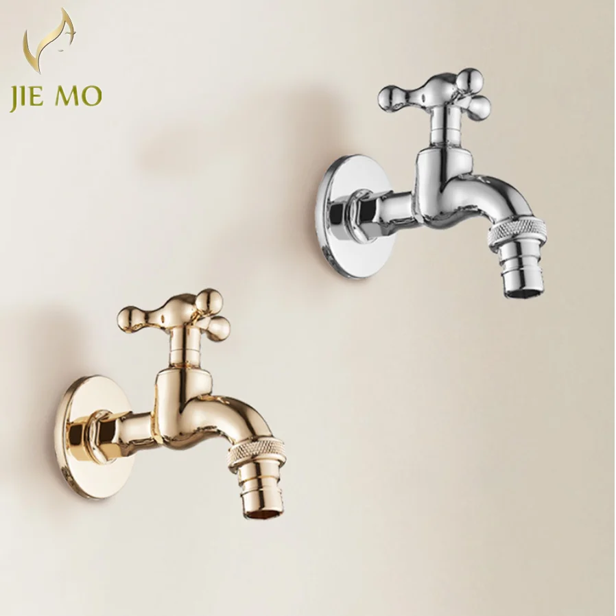electroplated-champagne-gold-brass-single-cold-water-faucet-for-washing-machine-4-thread-quick-connect-water-outlet