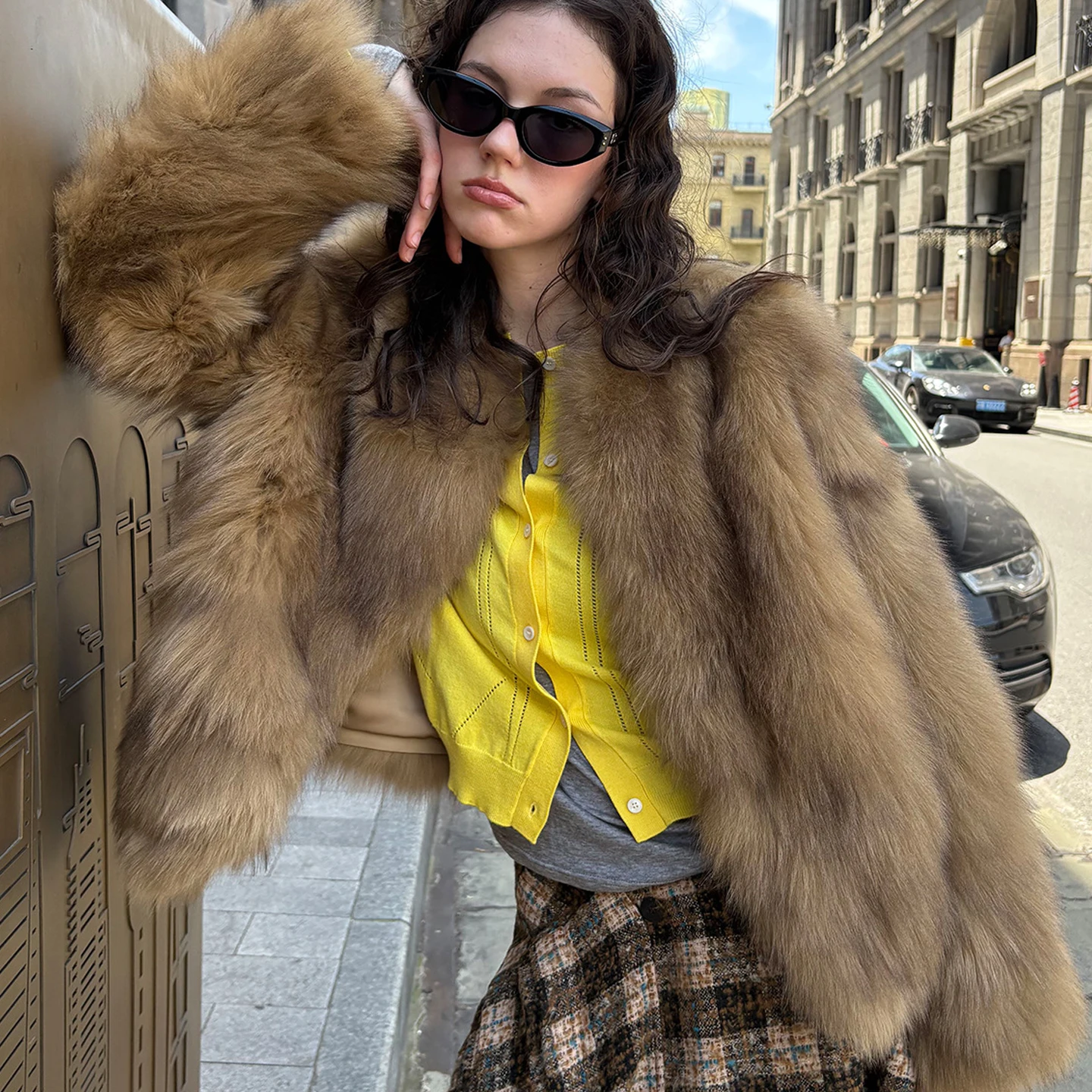 Imported Luxury Whole Fox Fur Jacket Women Fashion Long Sleeve Slim Coats Chic Ladies Winter Warm Natural Fox Fur Jacket Outwear