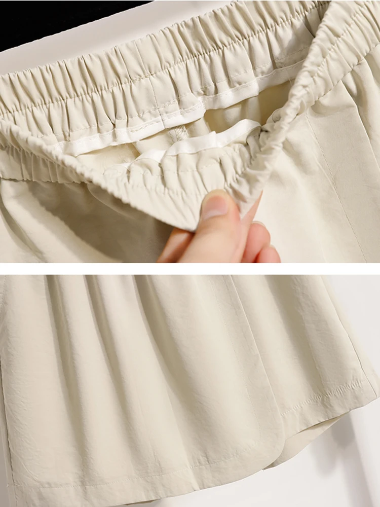 Plus Size Shorts Skorts For Women Summer 2025 New High Elastic Waist A Line Loose Shorts Women Korean Fashion Elegant Shorts
