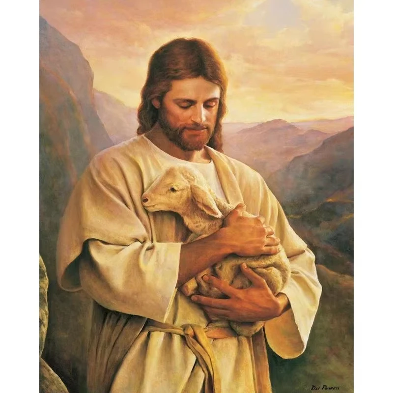 

The Man With The Lamb 500/1000/1200/2000 PCS Jigsaw Puzzles Family Activity Relaxing Games for Living Room Home Decor Gift