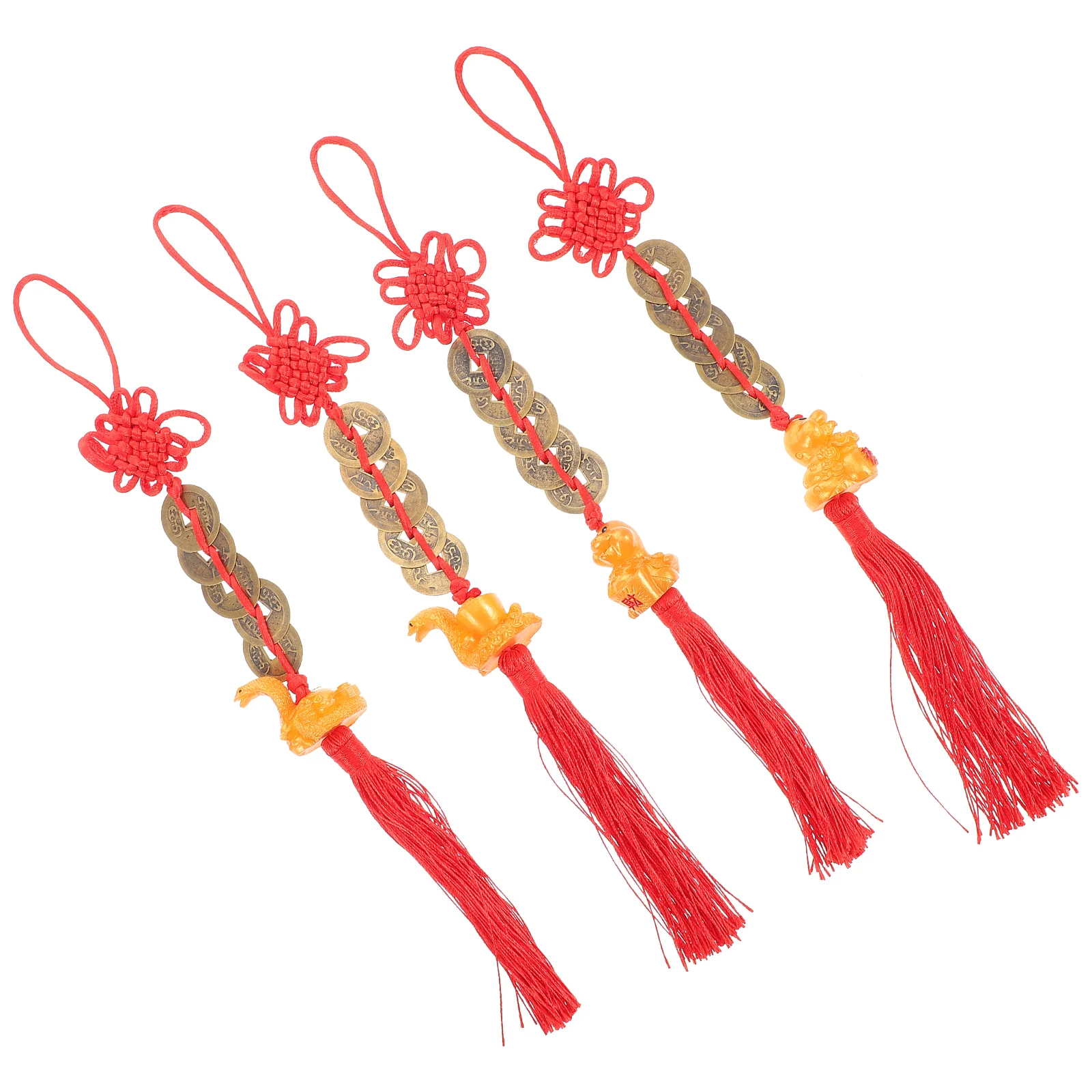 

4pcs Chinese New Year Snake Pendant Decorations Festive Hanging Ornaments For Car Home Office Tassel Hanging Decorations