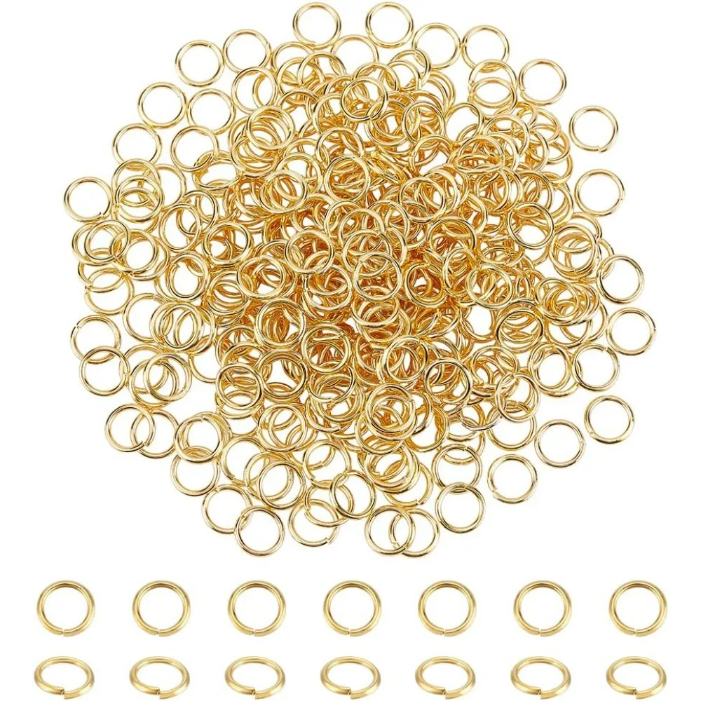 360Pcs 8mm Open Jump Rings 18 Gauge Brass O Rings Golden Jewelry Connector Rings for Earring Bracelet Necklace Chain Jewelry