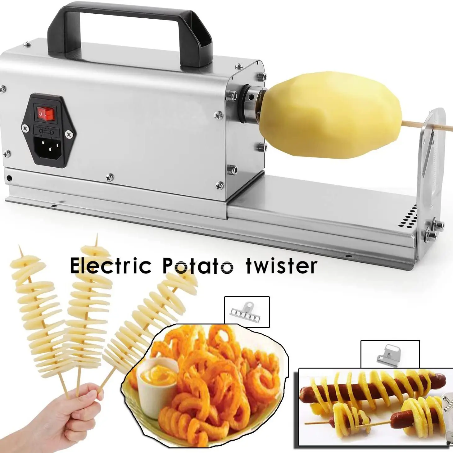 Electric Multifunctional Tornado Potato Machine, Spiral Potato Tower Cutter for Street‑Food Snack