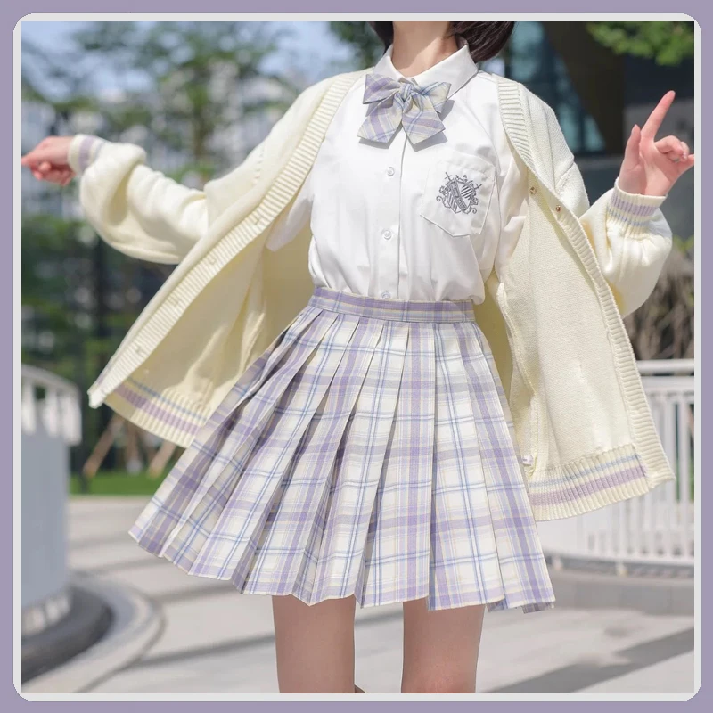 

Tuxedo Uniform Skirt Set with Attack Speed And Critical Hit College Style Plaid A-Line Skirts for Women Summer 2020