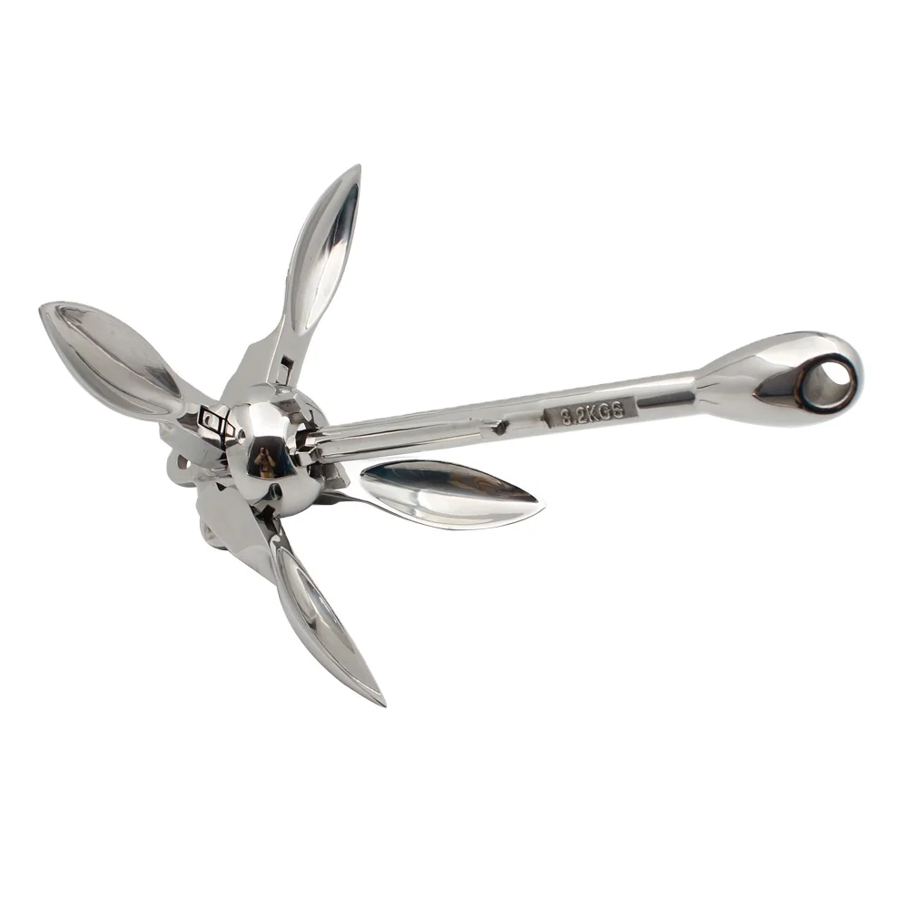 Marine stainless steel 316 sea anchor 2.5kg grapnel  folding anchors kit for small boats