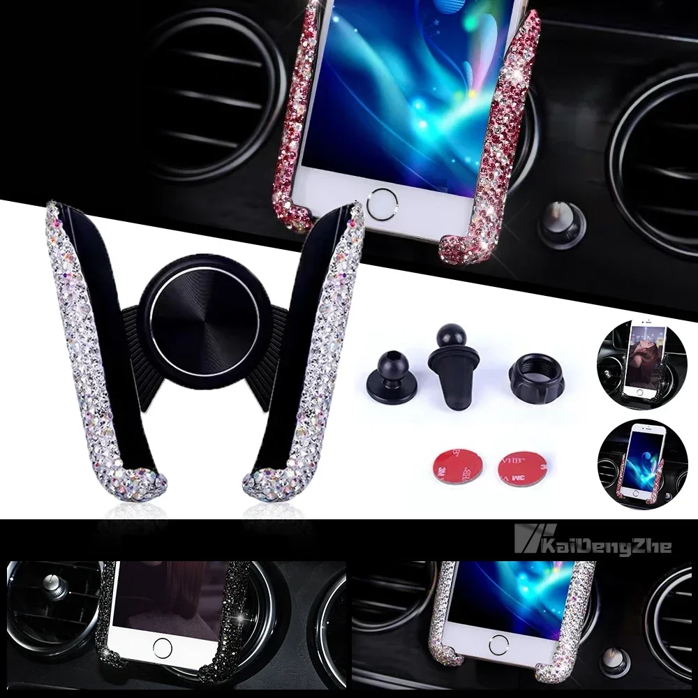 

Crystal Car Phone Holder Car Air Vent Mount Clip Mobile Phone Holder Woman Diamond Auto Phone Bracket Interior Accessories
