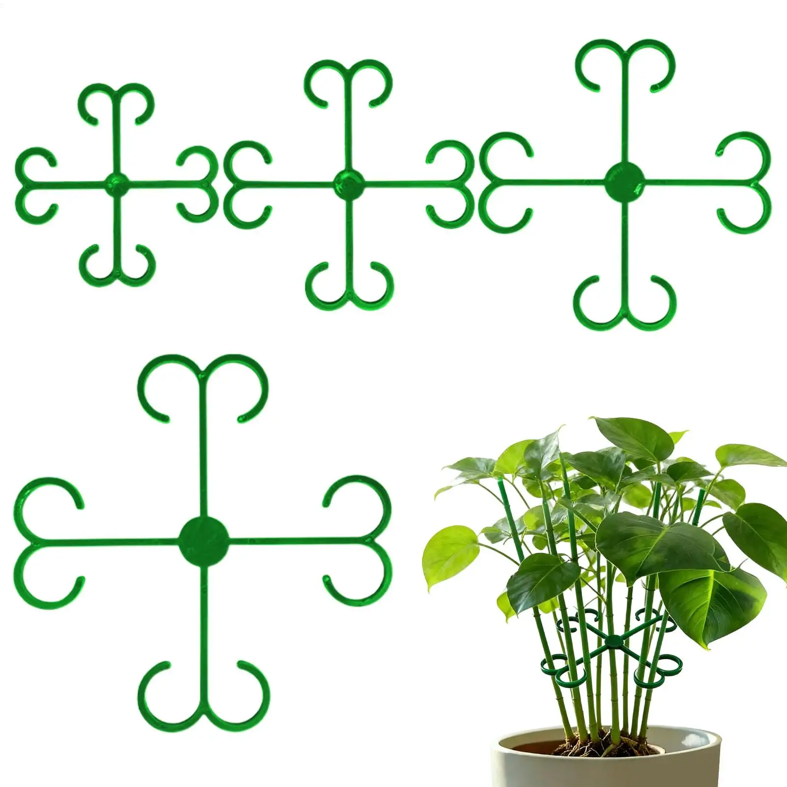 Double Hook Plant Gathering Rack 4 Pcs Plant Support Clips Climbing Stem Fixing Clamps Reusable For Tomatoes Cucumbers Melons