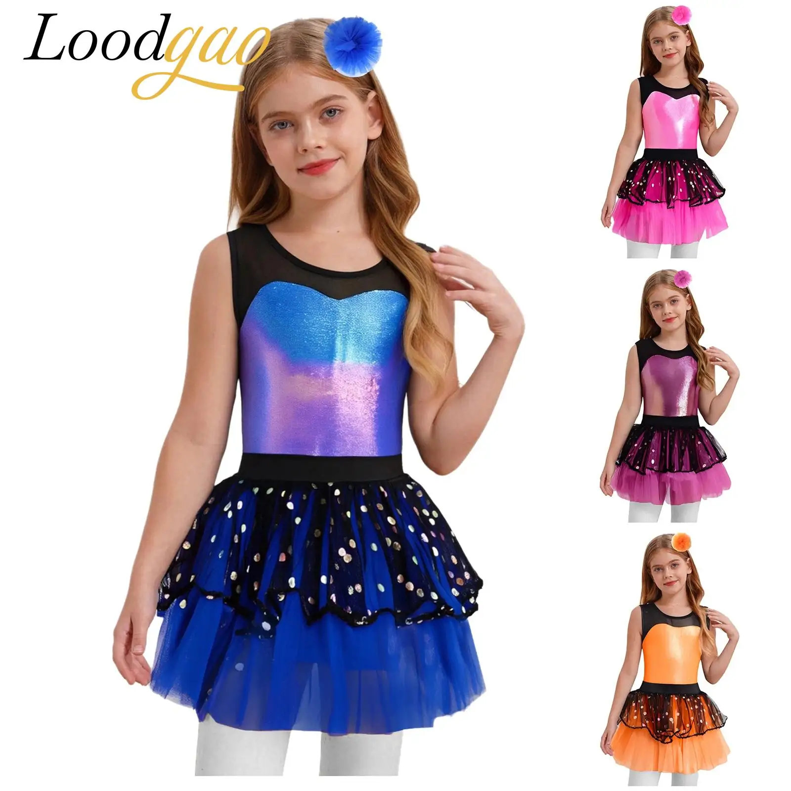 

Girls Tutu Dress Metallic Festival Birthday Princess Party Gown Childrens Show Halloween Dance Outfits Holiday Cosplay Costume