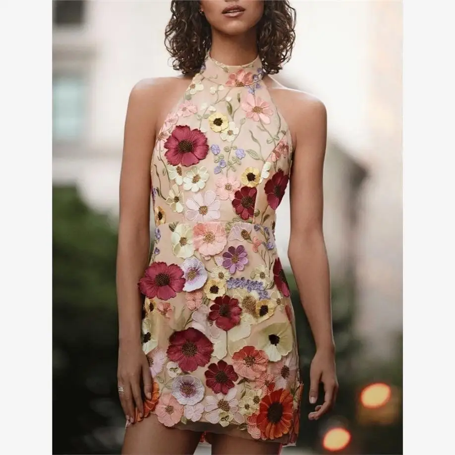

Ele Embroidered Floral Dr Slim Fit Dr for Women ort Ball Gown Sle Casual Par Wear Spring Collection
