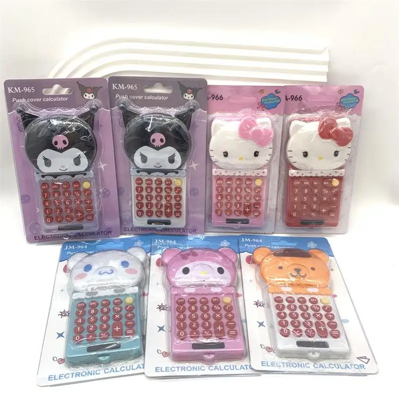 Kawaii Cute Sanrio Hellokitty Kuromi Mymelody Cinnamoroll Pom Pom Purin Calculator Solar Energy 8 Digits Portable Gift For Girls