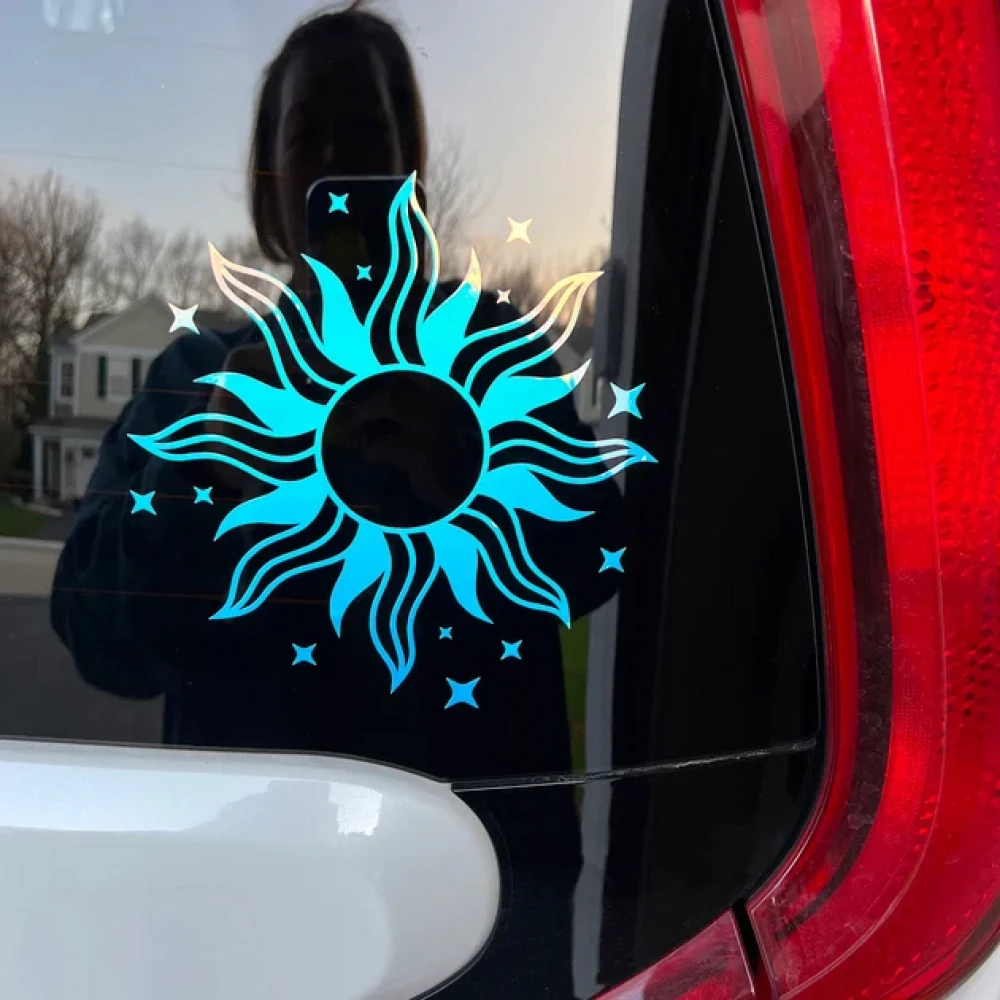 Magic Sun Boho Car Decals Holographic Car Windowshield Bumper Stickers Vinyl Tuning Accessories Waterproof