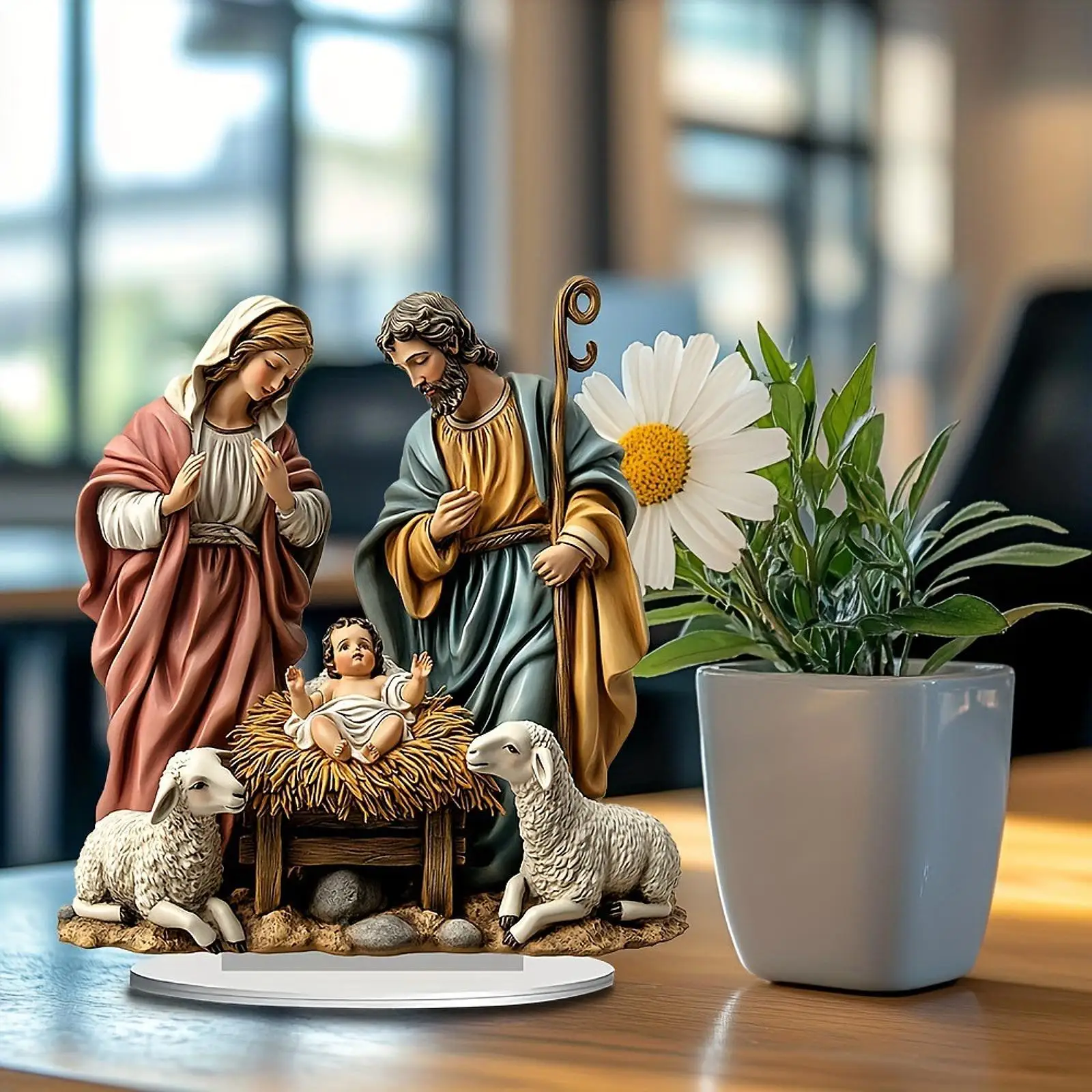 Christmas Nativity Scene Figurine Nativity Figurines Set for Home Display Xmas Tabletop Scenes Figure Christmas Decoration