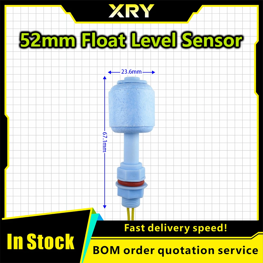 XRY 1/2/5pcs 52mm PP Liquid Water Level Sensor Horizontal Float Switch Down  Liquid level sensor, corrosion-resistant