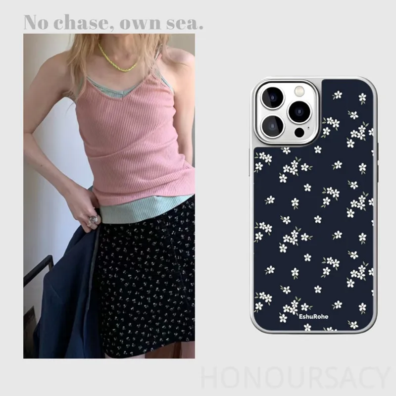 

Простые серые чехлы для телефонов с цветочным узором для Iphone 16 13 14 Pro Max 17AIR 15 Plus, противоударная задняя крышка с большим окном и защитой от падения