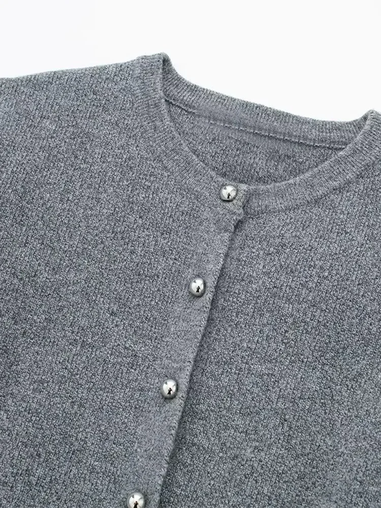 Fashion Solid Color O-neck Knitted Coat Women 2023 Autumn Winter Loose Warm Long Sleeve Single Breasted Coats Female Streetwear