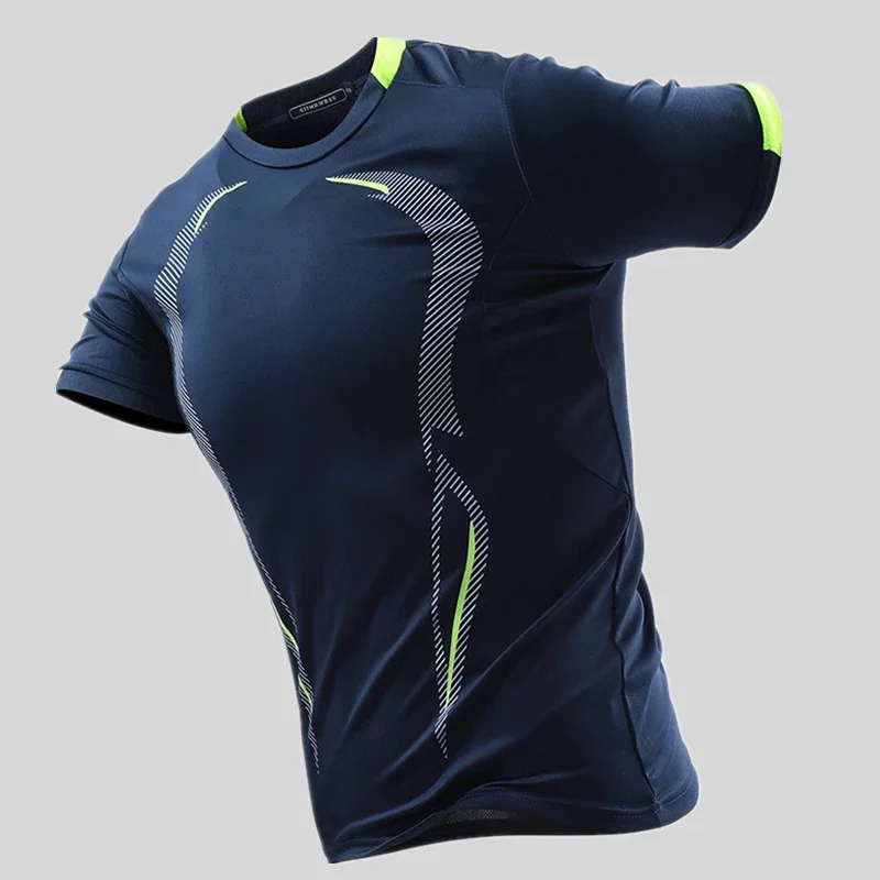 Immagine 4: T-shirt da uomo in seta ghiaccio ad asciugatura rapida, estiva, traspirante, casual, sportiva a maniche corte