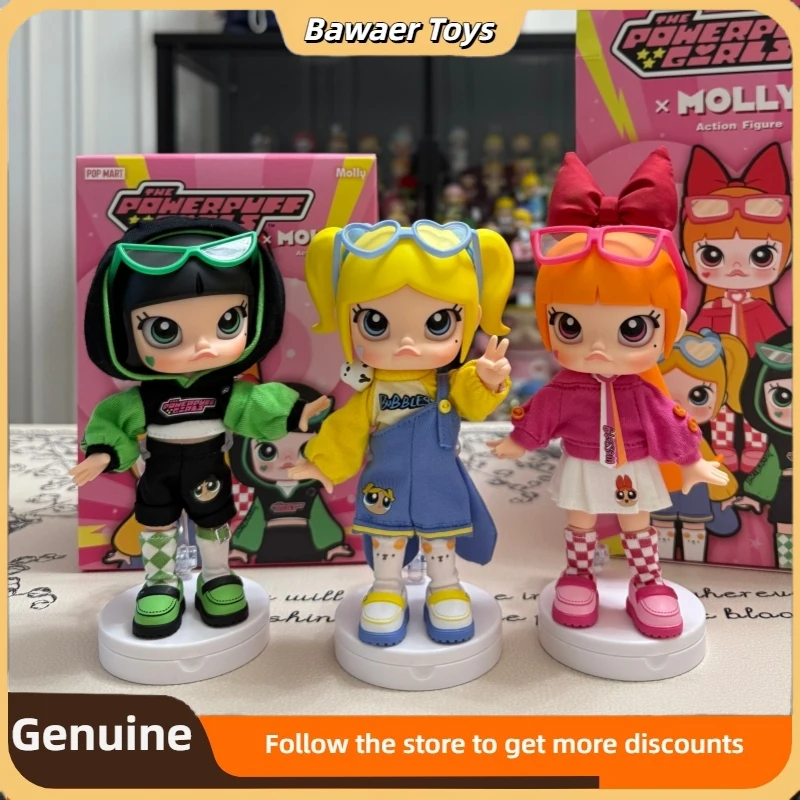 

100% Genuine POP MART Molly The Powerpuff Girls Series Articulated Variable Action figure Trendy Blind Box Girls Surprise Toy