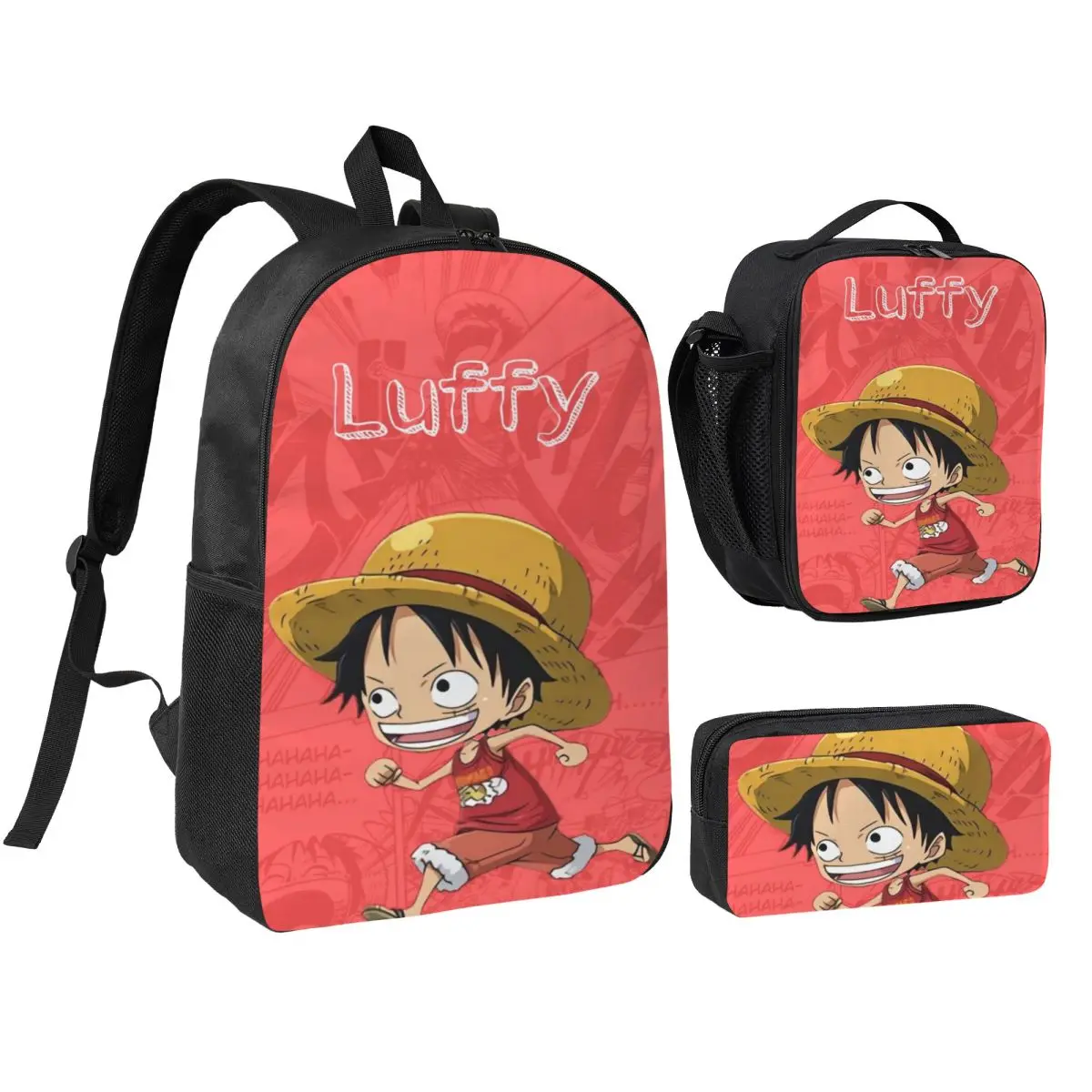 

3Pcs Luffys O-one-pieces School bags Set for Girls Boys Pencil Boxes Backpack Sets with Lunch Box For School Students Knapsack