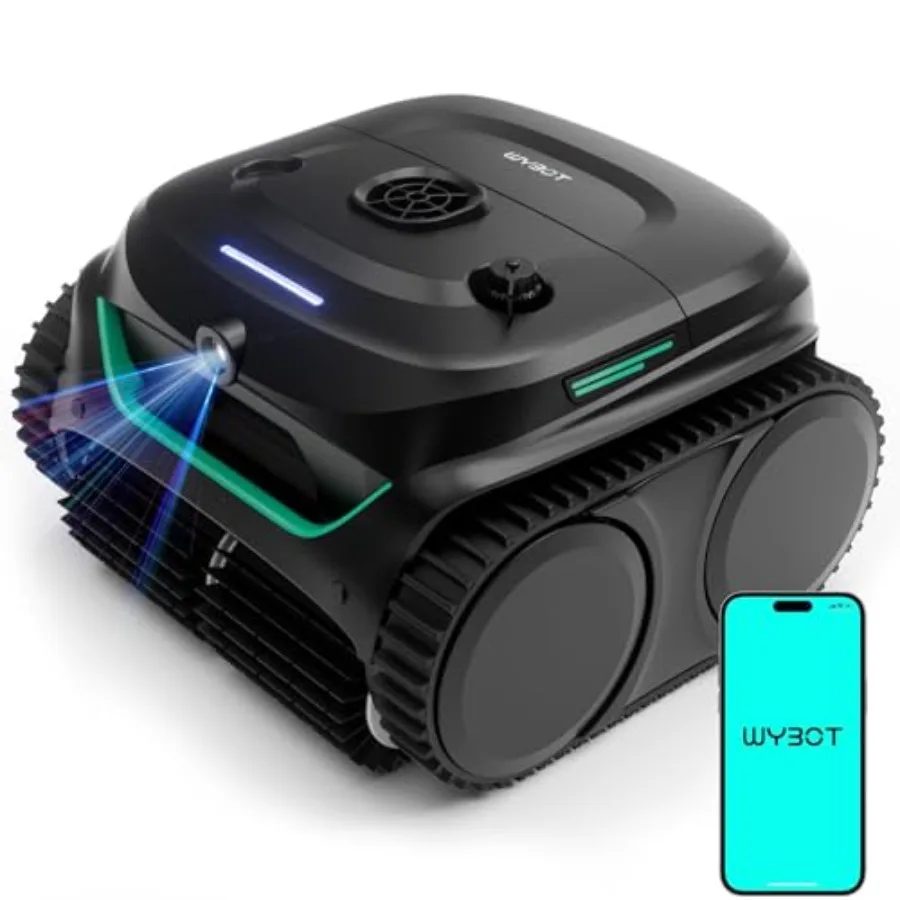 

Inground pool cleaning; ABS plastic; black; floor-to-waterline coverage ultra-fine filtration cordless operation smart navigati