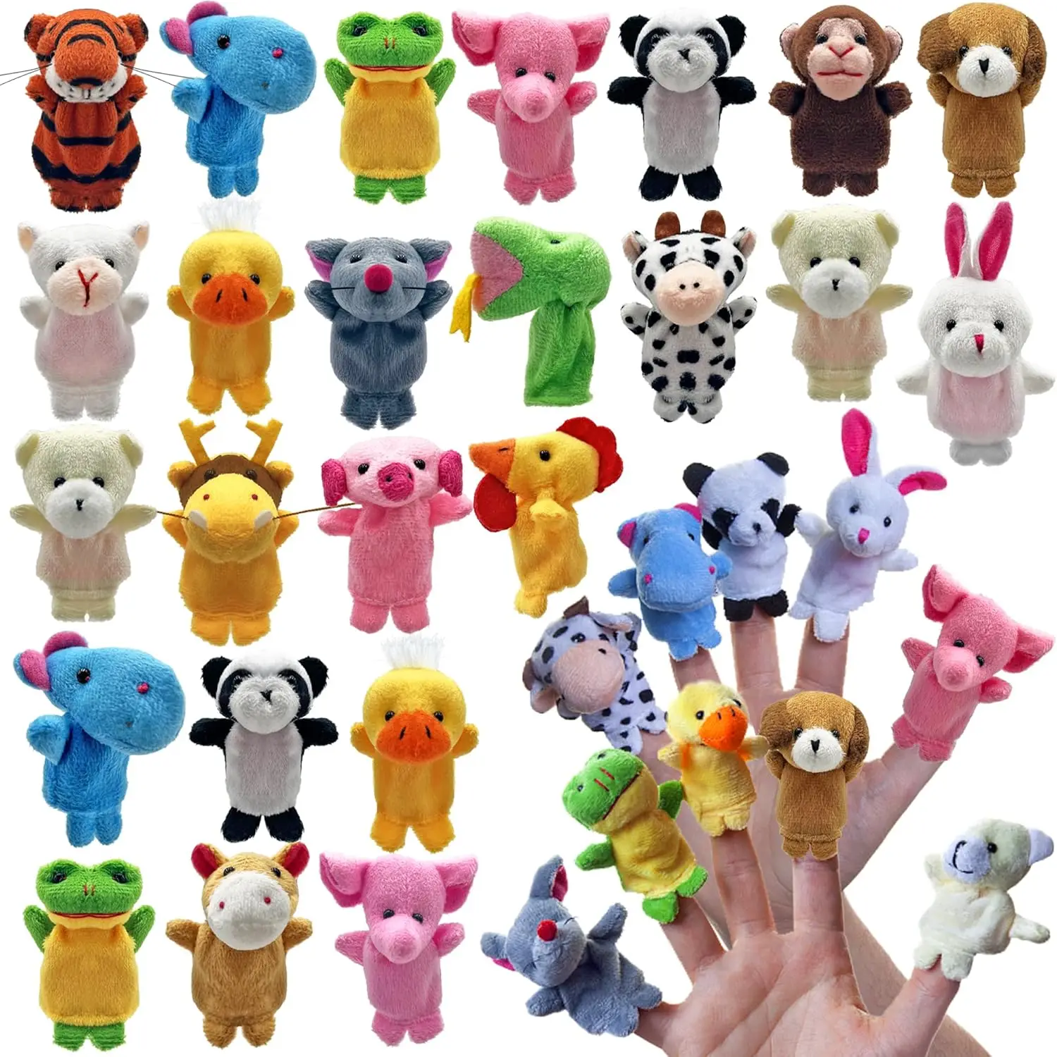 

24 Finger Puppets Set Mini Stuffed Animals for Storytelling Teaching Party Favors