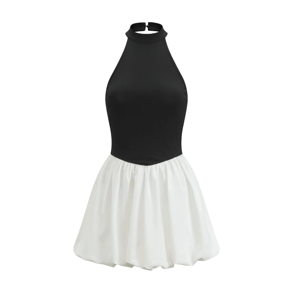 Luxury Chic Black White Halter Dress Sexy Backless Mini Gown for Wedding Guest Formal Prom Dinner Party Club Outing Dress
