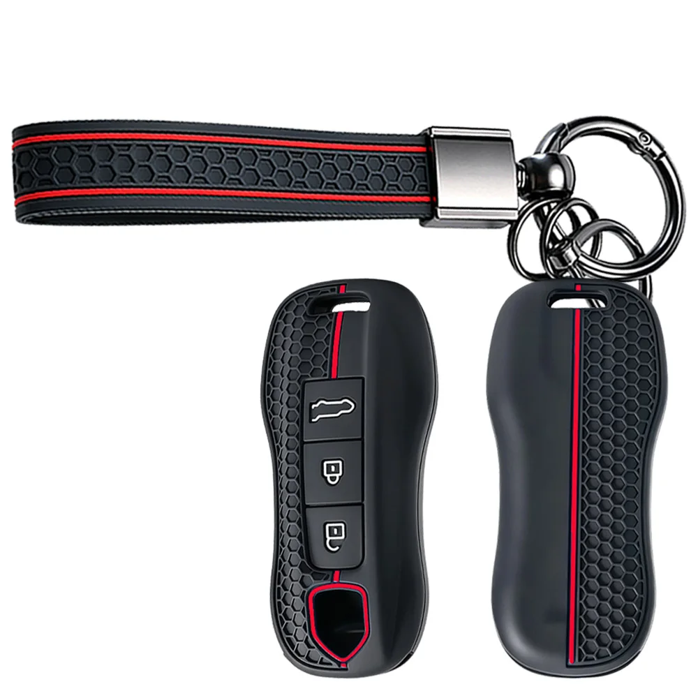 Protective Key Cover With Lanyard For Porsche 911 Cayenne Panamera Macan Taycan 718 Boxster Cayman Daily Use Premium Durable
