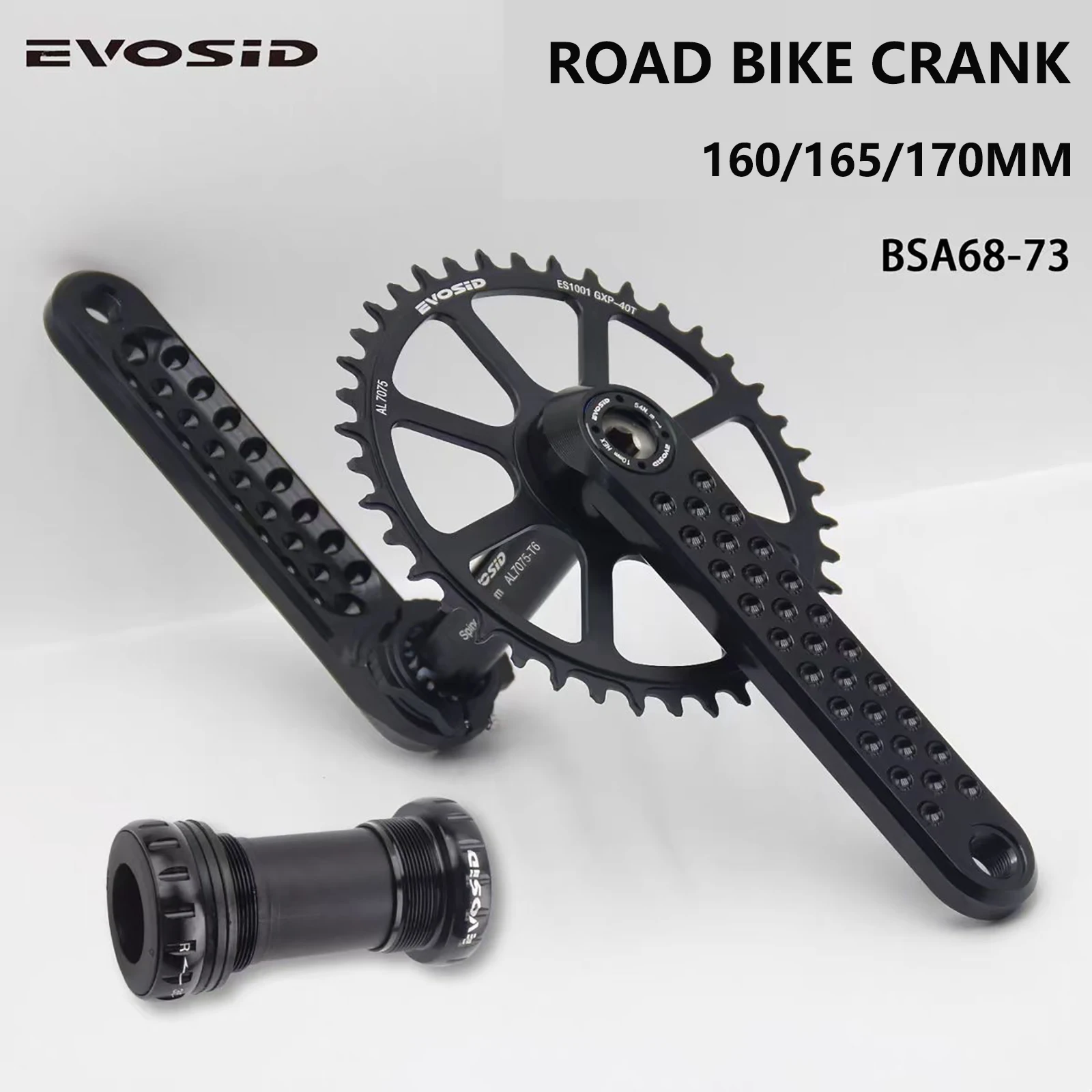 

EVOSID Road Bike Crank 160/165/170mm 3nail Direct Mount Crankset 11/12 Speed Gravel Bicycle Chainring Fold Bike Intregated Crank