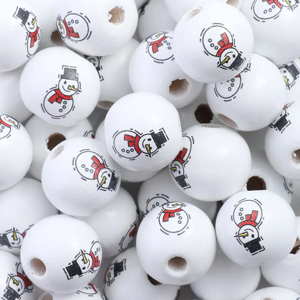 Assorted Printed Christmas Wooden Beads