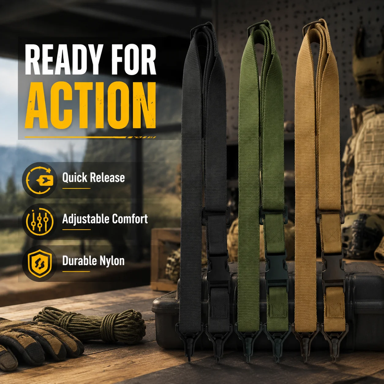 Tactical Sling 2 Point Quick Adjust Rifle - 전술용 소총 슬링 1/2 포인트 나일론
