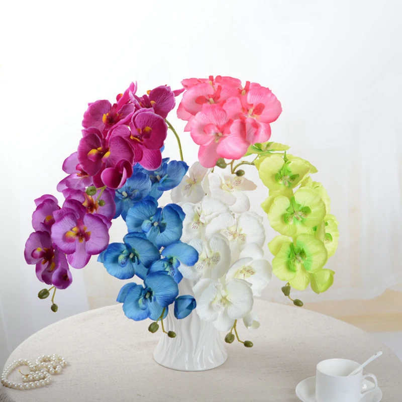 Orchidée papillon artificielle 3D au toucher réel à 8 têtes, fausse fleur de Phalaenopsis, fournitures de décoration pour mariage, maison et noël
