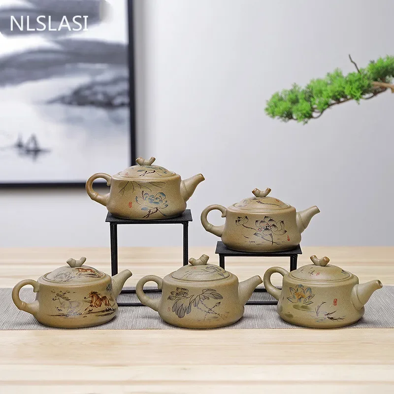 NLSLASI Chinese Style Stoneware Teapot Tea Set Handmade Kettle Ceramic Clay Teapot Set Chinese Tea Ceremony Supplies Teapot