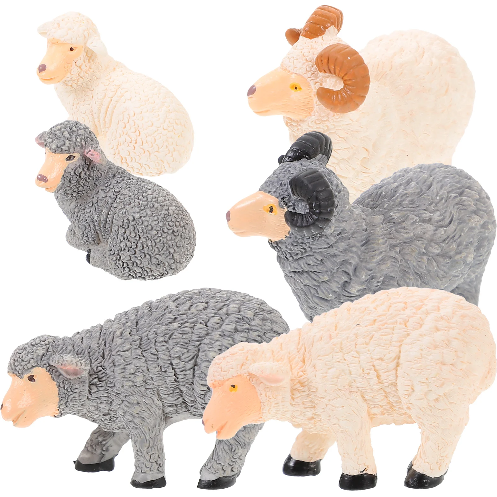 6 قطعة ديكورات المناظر الطبيعية الصغيرة تماثيل حديقة مصغرة من راتنج الأغنام للمنزل والمكتب وغرفة المعيشة ديكور الحديقة الخارجية #2