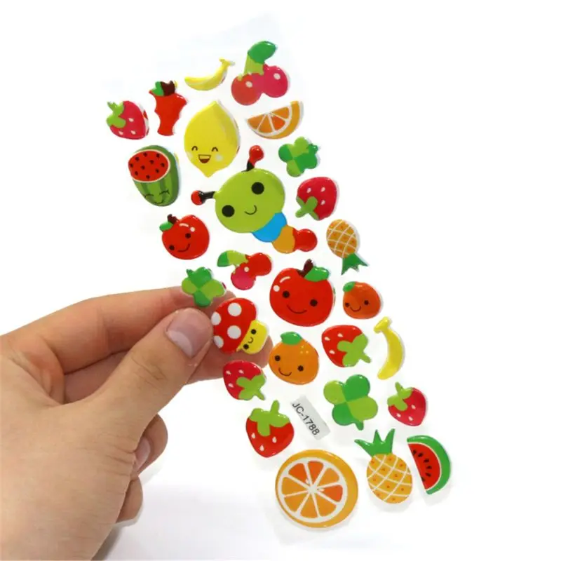 Cartoon 3D Sticker 20Sheets Eco-Friendly Education Reusable Sticker Self-Adhesive Kids Room Stationery Decoration DXAF