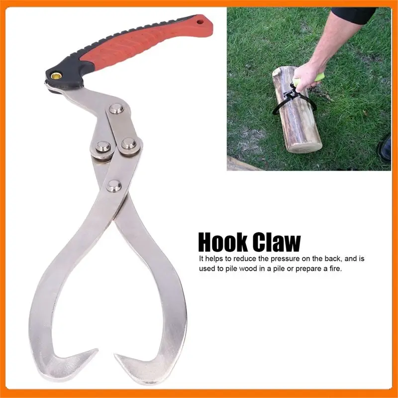 AEE2-Firewood Tongs Hook Claw Log Lifter Grapple Log Lifting Grapple Hook Wood Working Claw For Garden Wood Handling