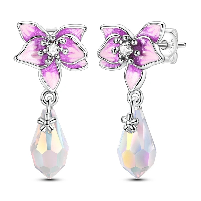 Original 925 Sterling Silver Lris Drop Earrings Sparkling Zircon Earrings For Women Fine Birthday Anniversary Jewelry Gifts