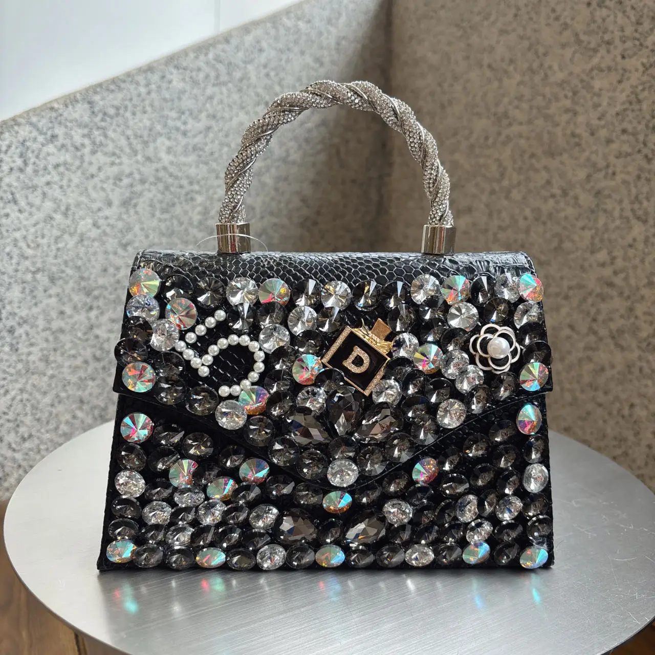 

Новинка 2025, кожаная сумка с бриллиантами, модная цветная сумка Boston с бриллиантами, сумка через плечо на одно плечо для молодежи, повседневная