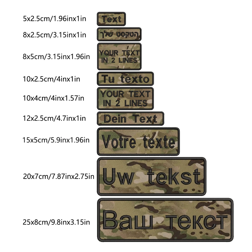 1PC Patch camouflage personnalisé avec nom, étiquettes à rayures, brassard brodé militaire MC-vert, à thermocoller ou à fixation auto-agrippante