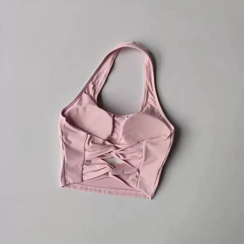 Sexy Neckholder-Sporttop für Damen, stoßfest, für Laufen, mit schönem Rückendesign, professioneller Pilates-Trainings-BH, Fitness-Yoga-Unterwäsche-Anzug – Detail 14