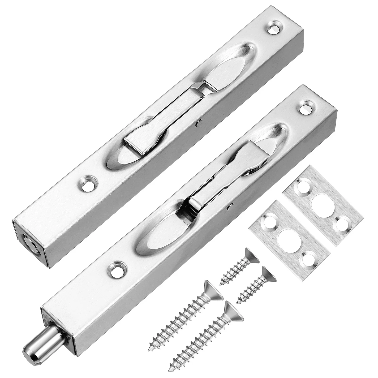 

2Sets Flush Bolt Stainless Steel Hidden Door Latch for Double Doors Smooth Slide Security Lock Level Bolt with Easy Installation