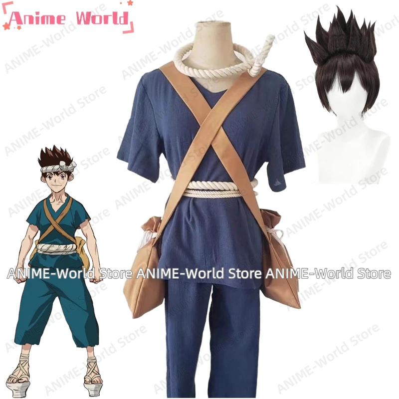 

《Custom Size》Game Anime Stone Chrome Cosplay Costume Halloween Wig Hallowmas Party Props