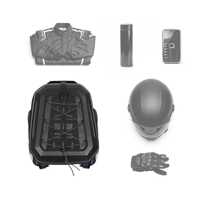 Motorcycle rear seat helmet bag, large-capacity riding bag, travel backpack, water-resistant rear bag, rider gear