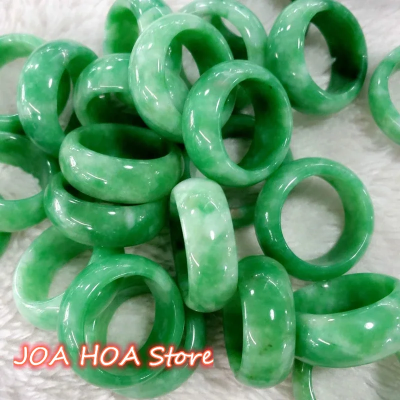 Natural Green Jade Stone Rings Jadeite Amulet Fashion Charm Hand-Hewelry Hand Carved Crafts Gift Women Men Handring Fine Jewelry