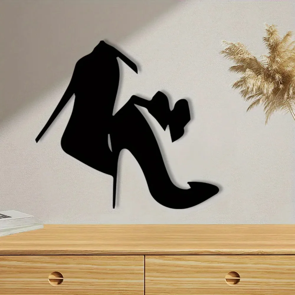 CIFBUY Wrought Iron Metal Wall Art High Heel Sculpture For Powder Coated Rustproof Indoor Outdoor Hanging Decor