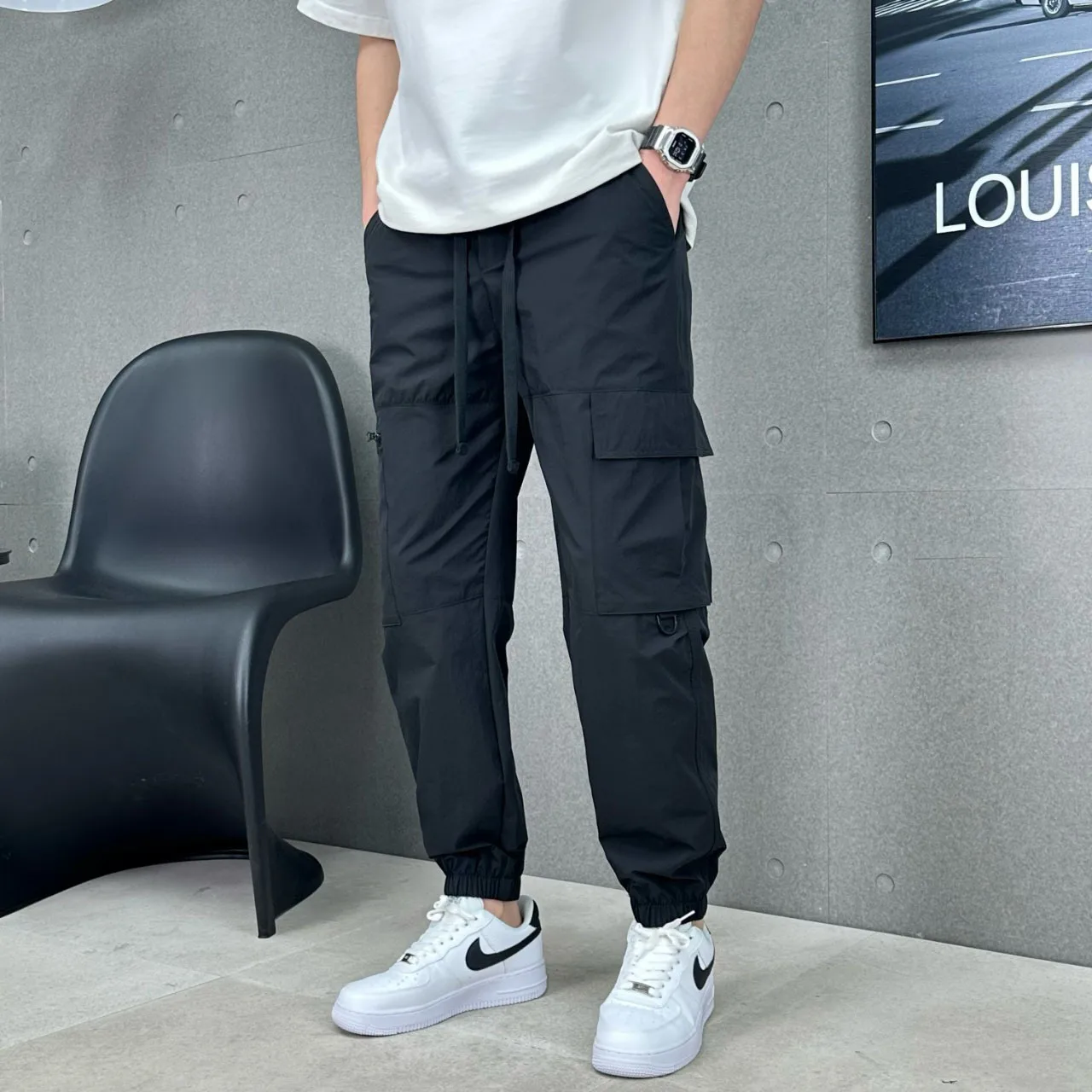 Hip Hop Workwear Straight Pants For Men Smmer Spring Fashion Casual Loose Harlan Cropped Leggings Trousers Unisex Streetwear