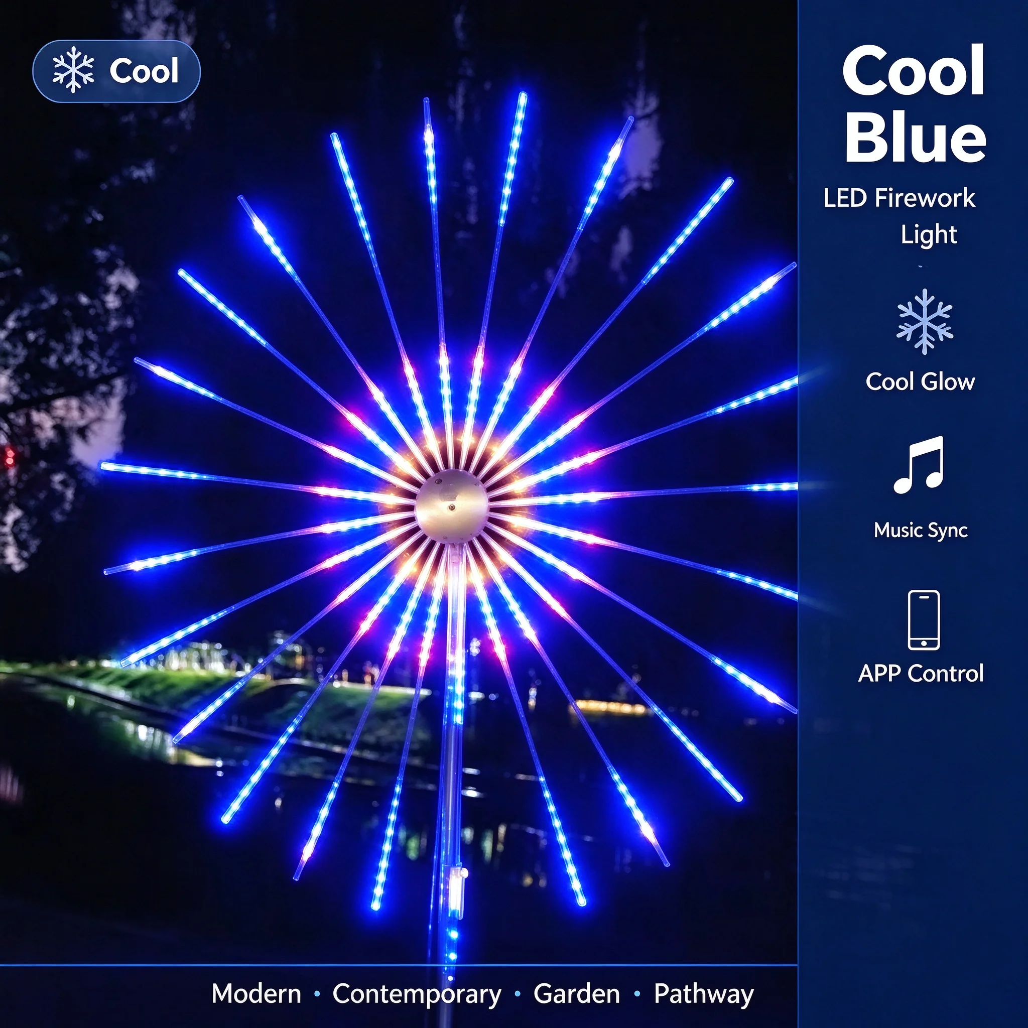 Firework Lights for Barn Dance, Sound Activated RGB, Waterproof, APP Bluetooth, Country Party