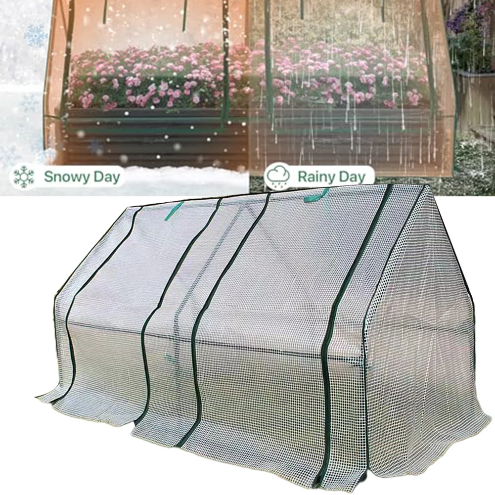 Cover for Raised Garden Bed That Functions as For Mini Greenhouse with PVC PE Covering for All Season Plant Cultivation