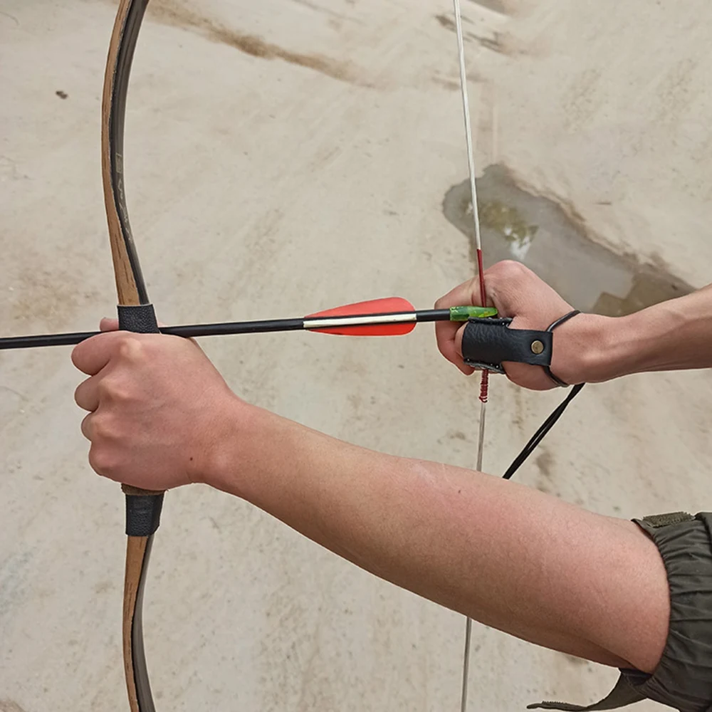 Bogenschießen Daumen Ring Fingerschutz für Jagd Ziel Recurve Bogen Kuh Haut Weiche Leder Schutz Handschuh F