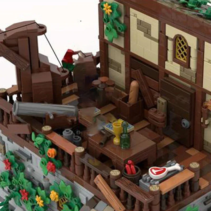 Medieval Pirate Model Building Bricks, Ilha do Crânio com Tecnologia de Casa, Blocos Modulares, Montagem DIY, Brinquedo de Natal