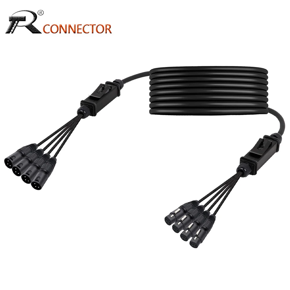 

XLR Male to Female 3Pins 4 Channel Signal Transmission Extension Cable for MIC Cannon Mixer Speaker Amplifiers