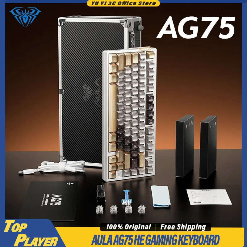 

AULA AG75 Gaming Keyboard 8kHz Polling Rate RT 0.001MM Dual RGB Light CNC Aluminum Case High Performance Hall Effect Switch